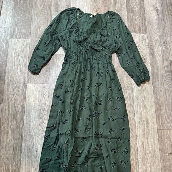 chinese dress ladies Universal Standard Women's Sunshower Abstract Print Linen Blend Midi Dress - Black main image 1